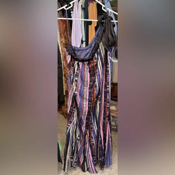 NWOT Free People Tova Maxi Dress - deep ocean combo - large - Picture 8 of 9